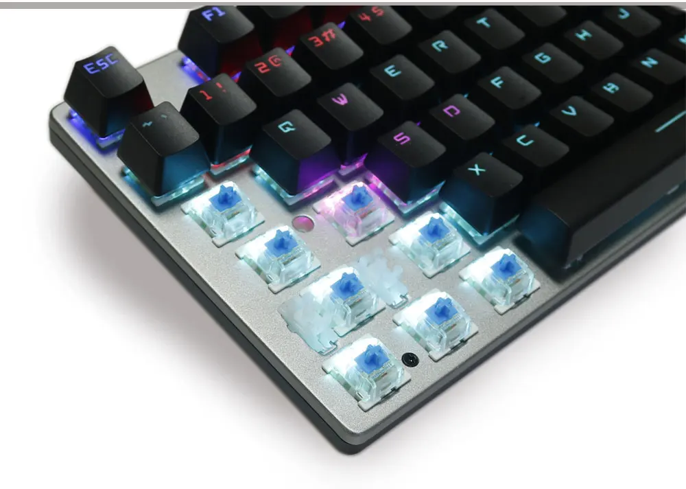 Игровая механическая клавиатура dgvr, 104 клавиш, Микс, светодиодный, с подсветкой, черный, синий, красный, переключатель, USB, проводная, геймерская, клавиатуры, русский, испанский, для ПК