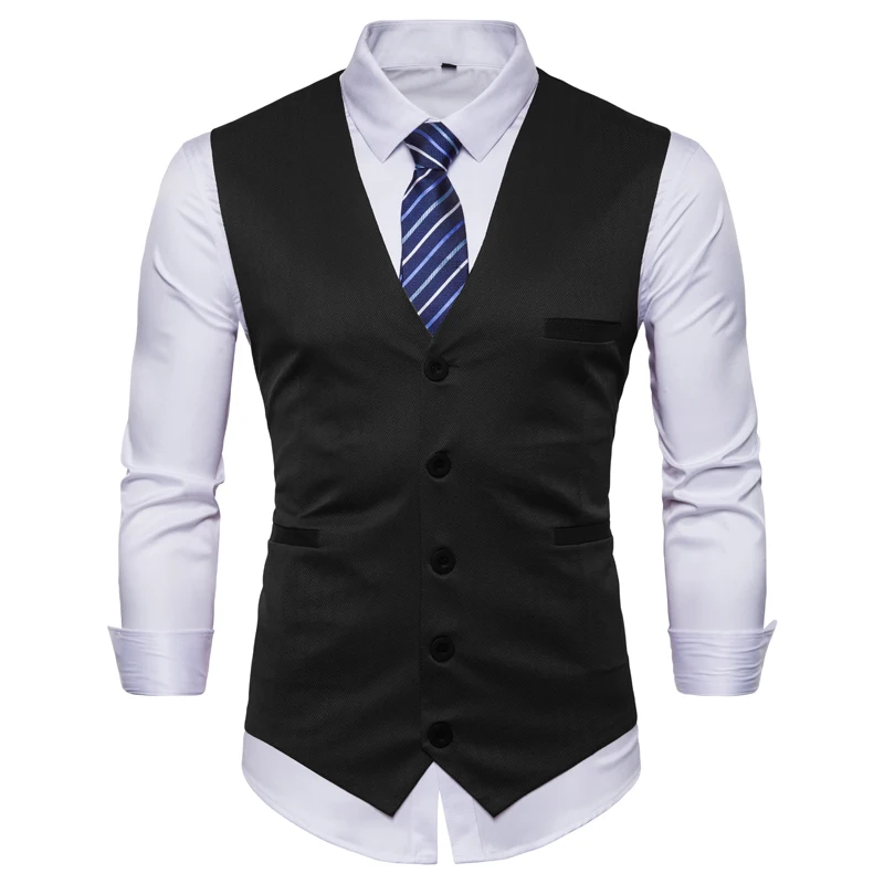 Vest men's fashion simple solid color vest men's large size slim vest send tie men's single-breasted business casual suit vest Vest men's fashion simple solid color vest men's large size slim vest send tie men's single-breasted business casual suit vest