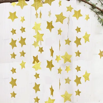 

4m Paper Banner Garlands Gold/silver Star String Chain For Wedding Birthday Party Decora Supplies DIY Hoom Baby Shower Adornment