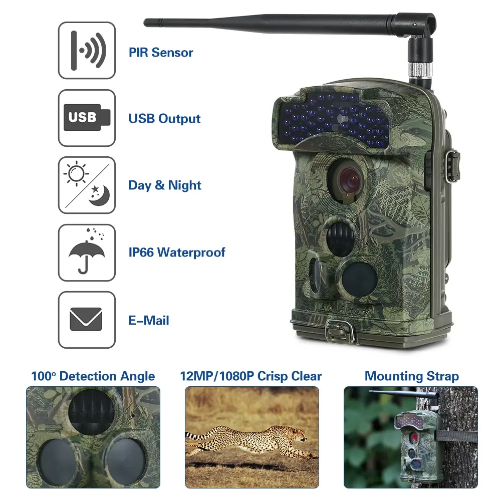 Беспроводной 3g Охота Trail камера 12MP 3 датчики PIR инфракрасный видео ночное видение MMS/SMTP/FTP широкий формат для наблюдения в дикой природе