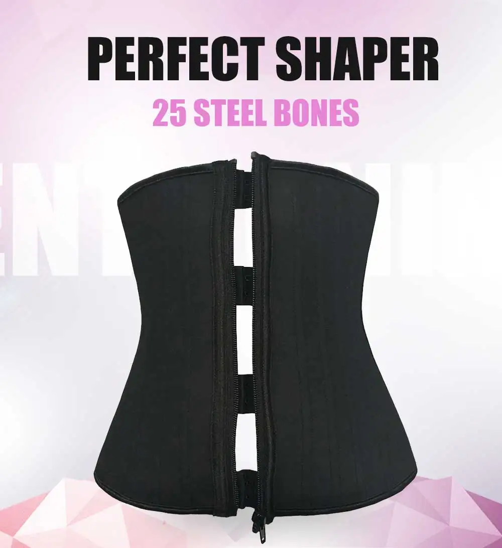 NB1311-02 Atbuty Zipper and hooks Latex Waist Trainer 25 Steel boned Waist Cincher Corset Workout Slim Body Shaper Girdles (1)