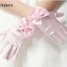 Цветок для девочек короткие рукавицы розовый Детские перчатки для Свадебная вечеринка милые перчатки для стрельбы из лука BV-014