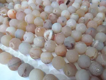 

high quality 2strands 8 10 12 14 16mm Natual druzy agate titanium Round Ball black white silver gold mixed loose bead