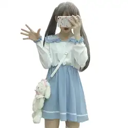 2018 японский Мода Симпатичные принцесса Лолита платье Для женщин мягкой сестра с матросским воротником шить Цвет Kawaii Хэллоуин Мини-платья