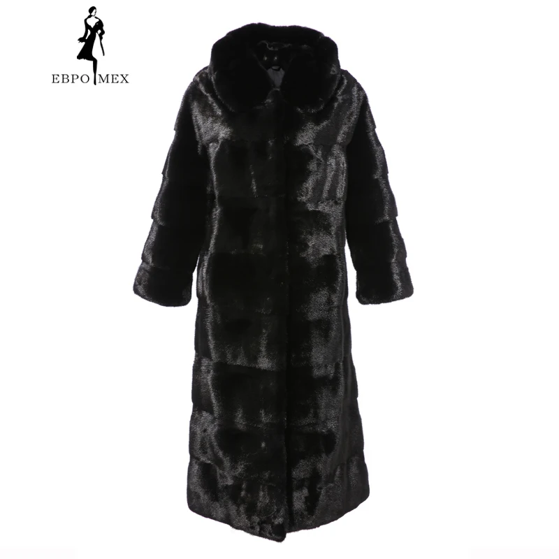 

2018 new Solid imported mink fur coat velvet fur coat female long section real fur coat female slim hooded fashion fur