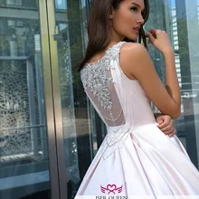 Иллюзия сзади Кристалл Бисером Дубай атласные свадебные платья невесты платья без рукавов суд Поезд размера плюс свадебное платье W0553