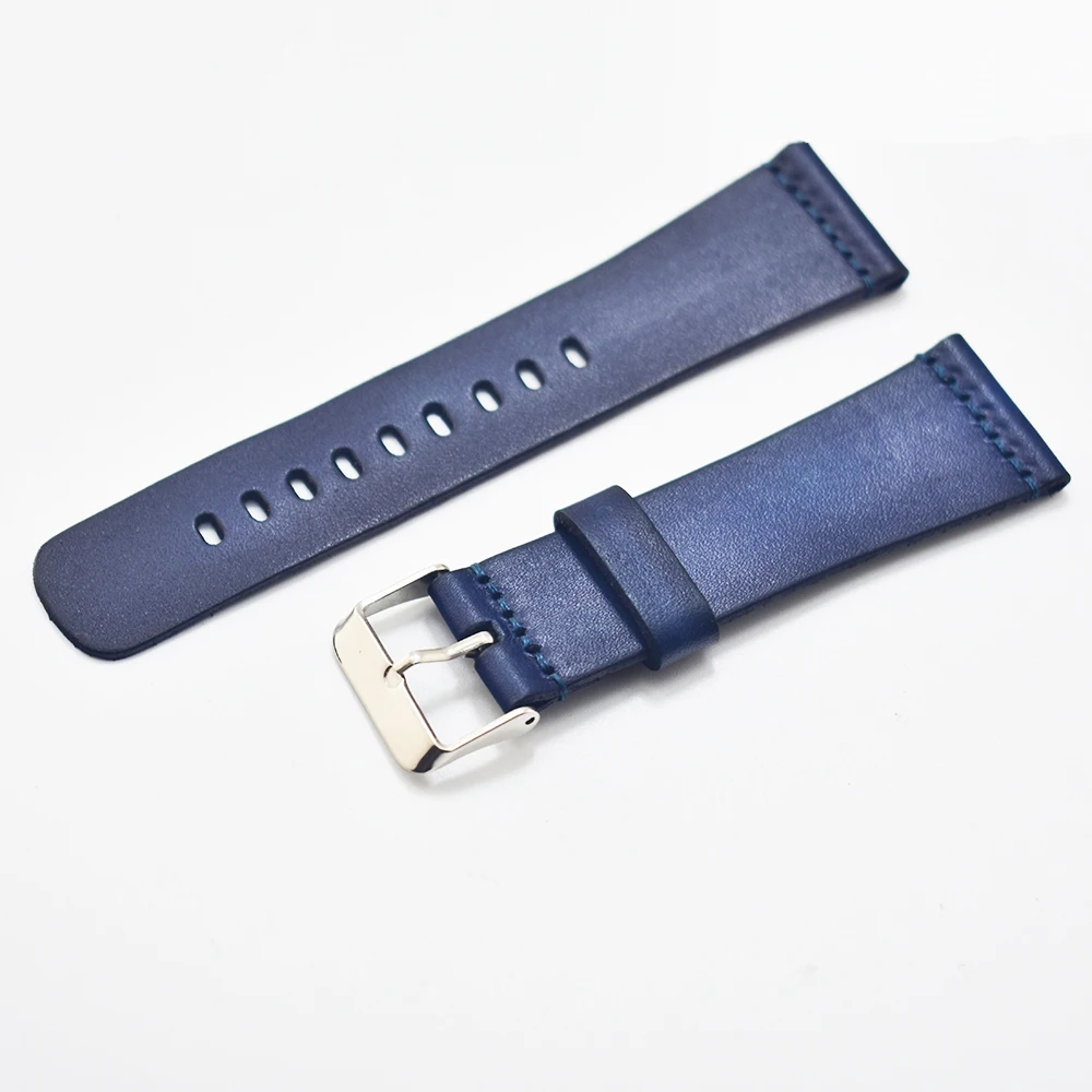 Leather Watch Band Watchband Leather Strap 24mm blue/red Vintage Watch Accessories Stainless Steel Men Woman High Qualit