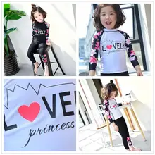 Новинка года; милый раздельный купальный костюм с цветочным принтом для девочек; рубашка+ штаны; купальный костюм для исламских детей; скромный купальный костюм