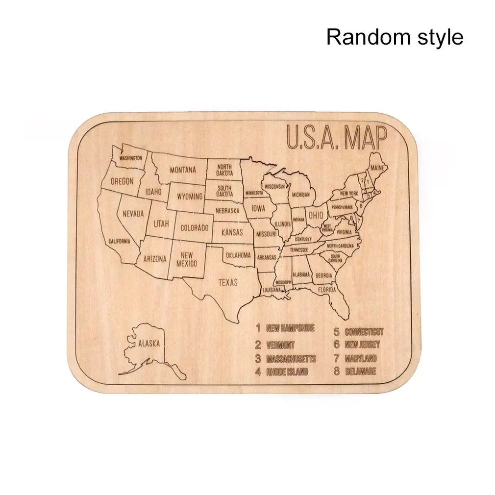 

Zz0030 Double-Layer Wooden Usa Map Puzzle Children'S Geography Knowledge Enlightenment Learning Hands-On Toy Diy
