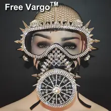 Голографические стразы, черные очки для лица, Пылезащитная противогаз, костюмы в стиле стимпанк фестивальный Рейв, одежда, наряды