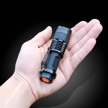 

High Quality CREE Q5 Waterproof 3 Modes Mini LED Flashlight Adjustable Focus Zoomable Torch Lights-Black Handheld Flashlight