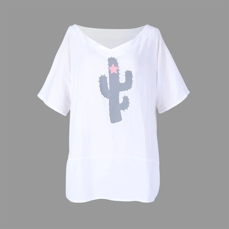Plus Size 5XL 4XL Cartoon Stars Women's  Shirts 2019 Summer Print Plant Short Sleeve Beach Loose Female Top Ladies Blouses Shirt