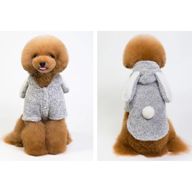 Warm Winter Pet Dogs Clothes Hoodie Fleece Cozy Small Dog Pajamas Cosplay Cute Rabbit For Puppy Pet Cachorro Roupa S-XXL