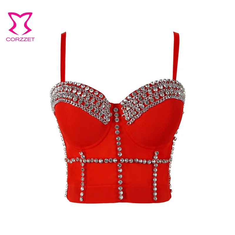 Berlian Merah Rantai Malam Club Pesta Punk Rock Bra Push Up Bra Seksi Bustier Crop Top Bralette Bra Wanita Brasier Mujer Camis Aliexpress