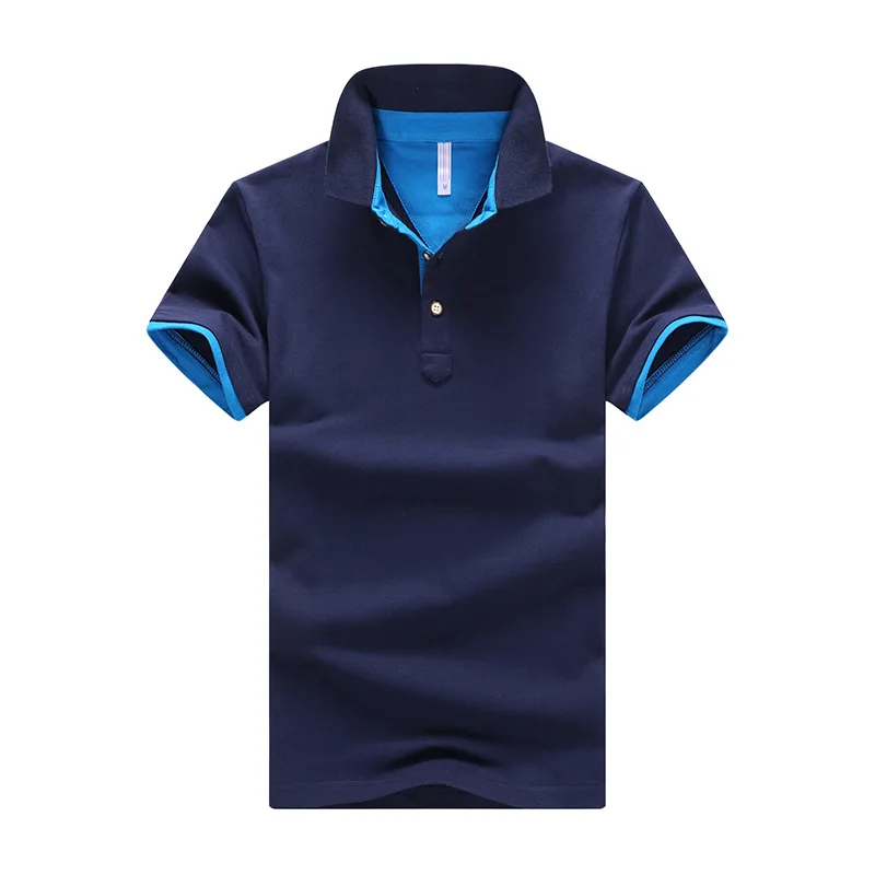 FALIZA, новинка, однотонные хлопковые рубашки поло, мужские рубашки поло с отложным воротником, 4XL, повседневные рубашки с коротким рукавом, летние TX-104 - Цвет: Navy Blue