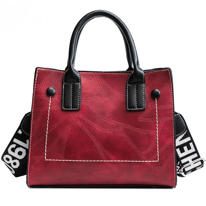 

2019 new women's tote bag tide wild fashion retro crossbody shoulder messenger women hands leather
