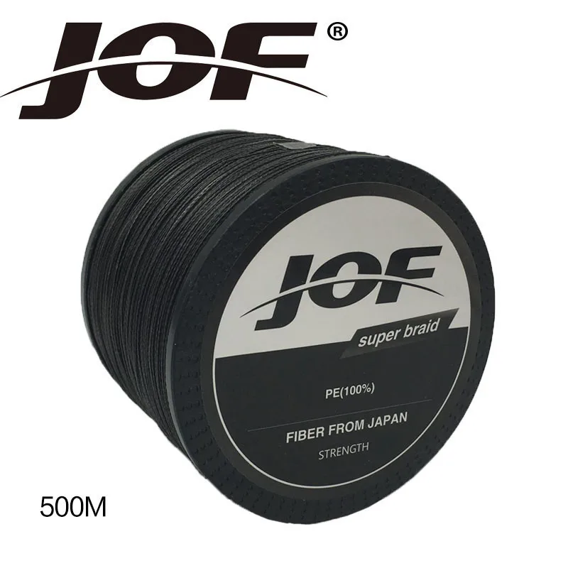 JOF 8 нитей 500 м плетеная многофиламентная супер мощная PE рыболовная леска, веревка для подводной охоты, проволока для ловли карпа, зимняя - Цвет: Black