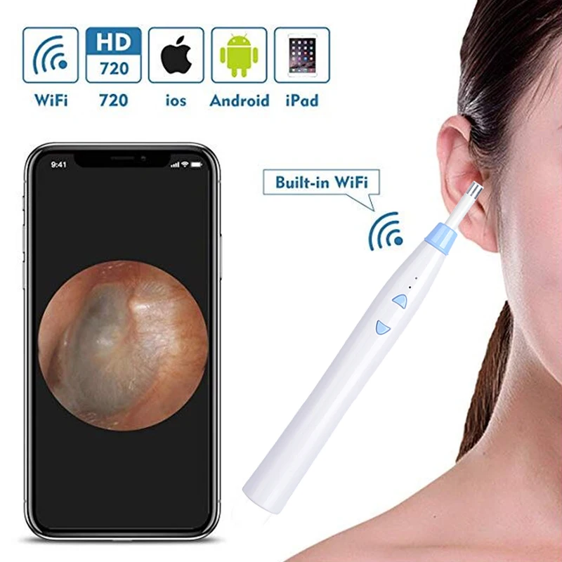 WiFi Otoscope Wireless Ear Endoscope with 6 LED Lights Ear Endoscope Camera Earwax Cleaning Tool for iPhone,IOS,Android ,Samsung WiFi Otoscope Wireless Ear Endoscope with 6 LED Lights Ear Endoscope Camera Earwax Cleaning Tool for iPhone,IOS,Android ,Samsung