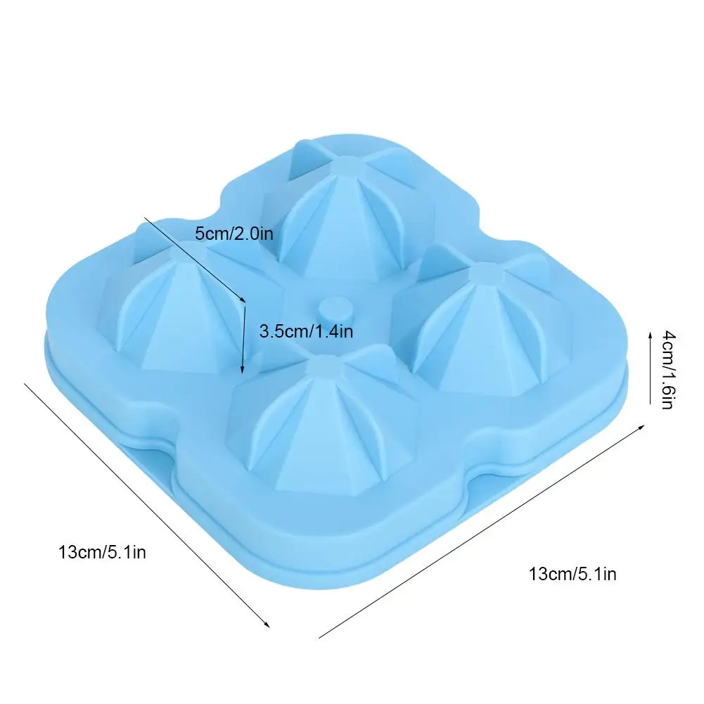 Льдогенератор 4 сетки алмазной формы силиконовый лоток для льда контейнер-форма - Цвет: Синий
