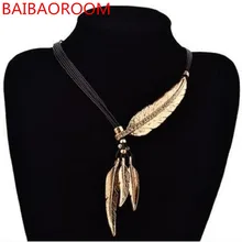 Женское Ожерелье, сплав, перо, массивные винтажные подвески для ожерелий, ювелирные изделия, цепочка, ожерелье, женские аксессуары для подарка