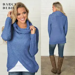 Darcydebie 2019 Модный осенне-зимний теплый свитер с длинным рукавом Эластичный Женский пуловер вязаные свитера с высоким воротом Топы