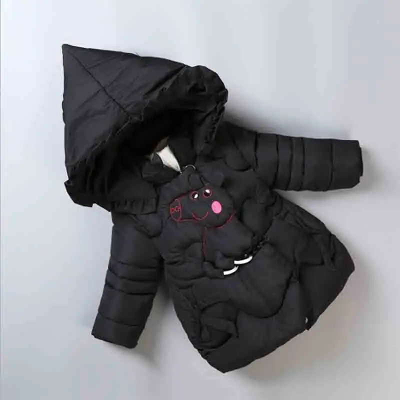 

BibiCola children thicken winter coats girl cute cartoon warm outerwear 2018 new winter baby girl fashion cotton hooded coats