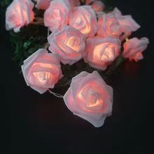 Различные цвета и украшением в виде розы гирлянда с Led светильник, Батарея, цветок Led свет шнура 5 м 40 светодиодов, свадебные туфли, украшенные цветами, венок, домашний декор