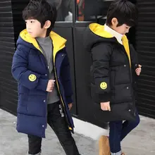 Детская зимняя куртка для мальчиков; коллекция года; одежда для детей теплое пуховое хлопковое пальто с капюшоном для мальчиков-подростков утепленная верхняя одежда детская парка; одежда
