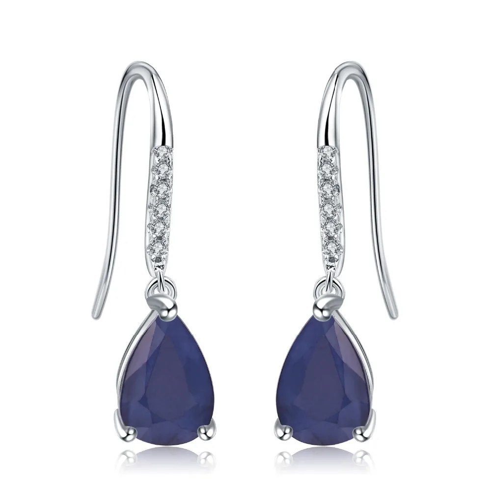 

GEM'S BALLET 925 Sterling Silver Earrings for Women Wedding 5.05Ct Natural Blue Sapphire Gemstone Drop Earrings Fine Jewelry