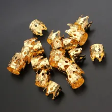 100 шт Регулируемые Металлические Коронки волос оплетка Dread дредлок Бусины Корона выдалбливают дизайн клипсы для волос застежка-кольцо трубка золотые ювелирные изделия