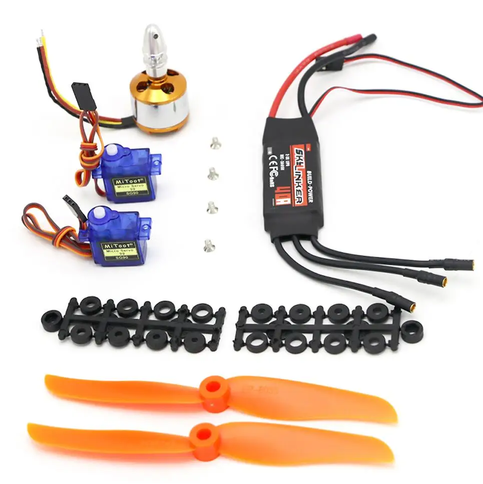 With 40A ESC A2212 2212 2200KV бесщеточный двигатель 30A ESC/Skylinker BLHeli 40A ESC SG90 Servo 6035 опора для радиоуправляемого вертолета с фиксированным крылом - Цвет: With 40A ESC