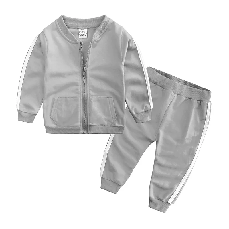 Модный весенне-осенний хлопковый спортивный комплект для маленьких мальчиков и девочек, куртка+ штаны, комплект из 2 предметов, спортивный костюм для мальчиков, комплект одежды для малышей, комплект для малышей 70-100 см