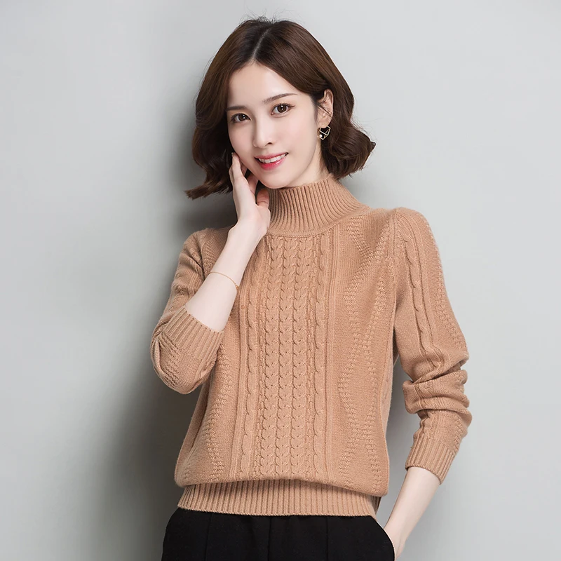 Best Price 3XL 5 Colors Brand Women's Short Sweater 2019 Autumn Winter New Solid Color Wool-blend Sweater Casual Wild Bottoming Pullovers