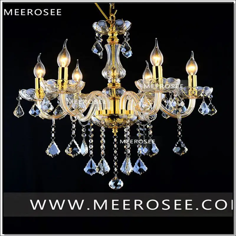 

Modern Crystal Chandelier Lamp Fixture Black Champagne Crystal Light Candle Glass Chandelier Lighting Luster Living Room MDS01