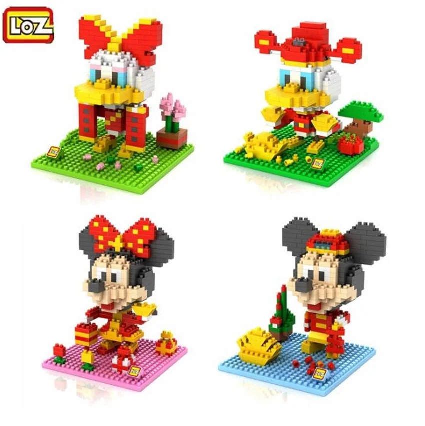 

LOZ Micro Blocks Building Toy New year Mickey Small Figures Juguete Toys for Children Blocks Christmas Gifts for Kids 9437- 9440