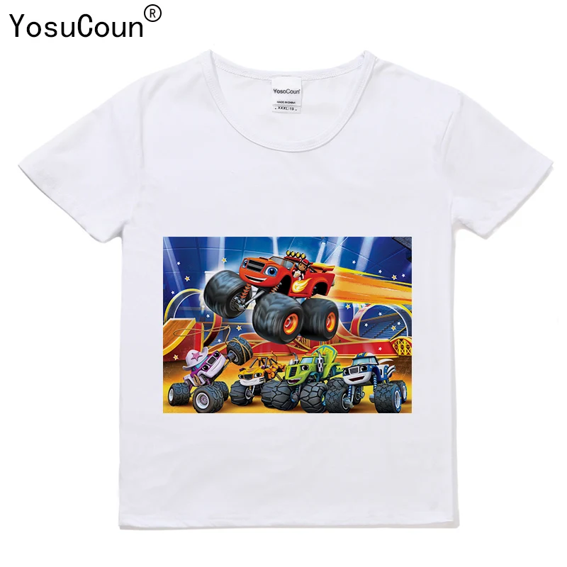 Футболка для мальчиков; детская футболка с изображением машины монстра; детская футболка с короткими рукавами; футболка для малышей; T176X