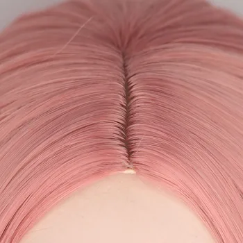 QQXCAIW Long Straight Middle Part Wig For Women Black White Pink Orange Purple Gray Hair Heat Resistant Synthetic Hair Wigs 4
