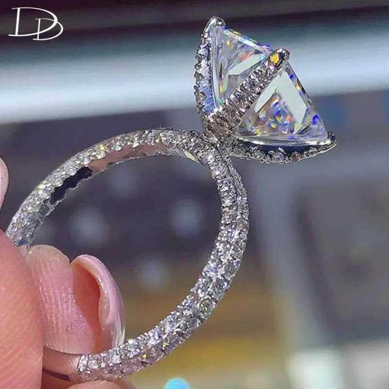 

DODO Luxurious Three-sides AAA Zircon Bands Four Prong Shine Square Stone Rings For Women Wedding Bridal Jewelry Anillos RA0412