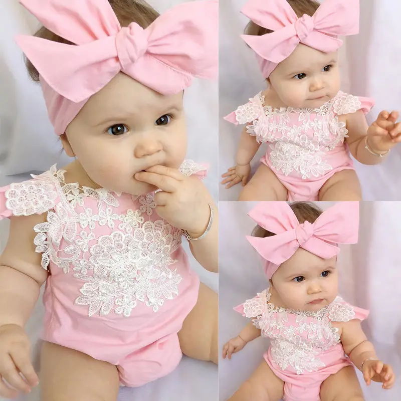 Baby Girl Floral 2PC Lace Romper Baby Girl Clothes