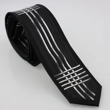 Yibei Coachella Галстуки черный галстук тощий серебряный через в Вертикальную Полоску сетки галстук тонкий Gravatas жаккардовая Acessorios Masculinos