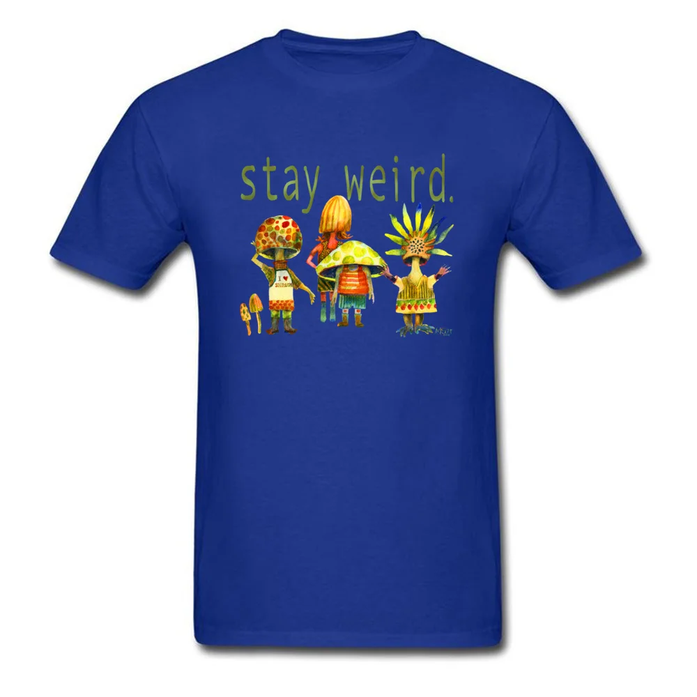  Mens Tshirts Europe Design T Shirt 100% Cotton Crew Neck Short Sleeve Summer Tee-Shirt April FOOL DAY Wholesale Stay Weird Mushroom Heads by dotsofpaint blue