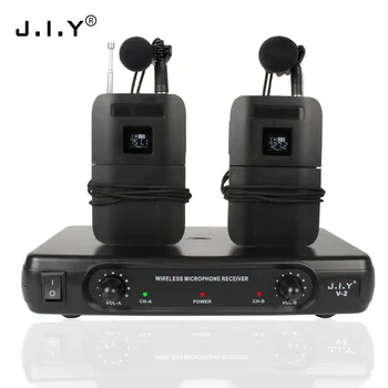 

V2 clip microphone, dual lavalier wireless microphone VHF collar home singing mic affordable good quality microphone