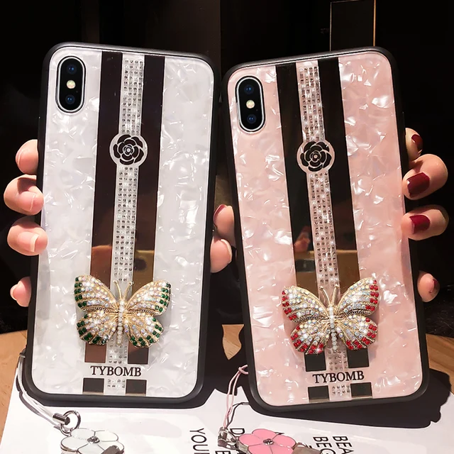 Luxury Creative Mirror Fashion 3D Inlaid butterfly Phone Case For iPhone X XR XS MAX 11 Luxury Creative Mirror Fashion 3D Inlaid butterfly Phone Case For iPhone X XR XS MAX 11 Pro Max Cover For iPhone 7 8 6 Plus Case