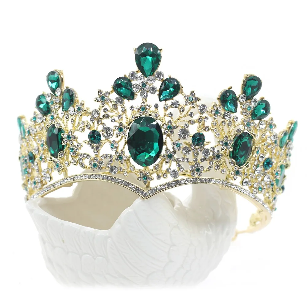 

Baroque Bridal Jewelry Princess Wedding Hair Accessories Crystal Rhinestone Full Cryst Wedding Crown Headband Bridal Tiara