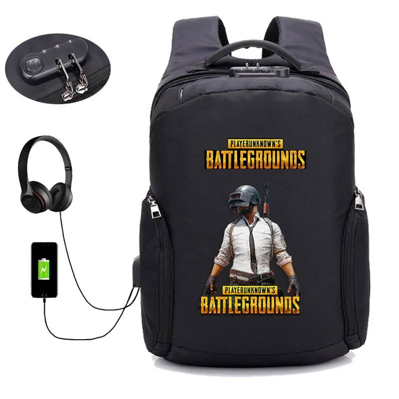 Игровой PUBG плеер unknown's battlegrounds рюкзак usb зарядка Студенческая книжная сумка подростковый ноутбук Противоугонный Рюкзак 16 стиль - Цвет: 14