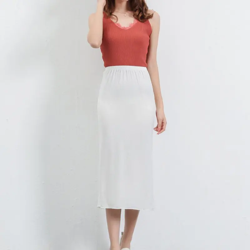 Новейшая летняя офисная Дамская Модальная юбка эластичные юбки с высокой талией, белые черные юбки
