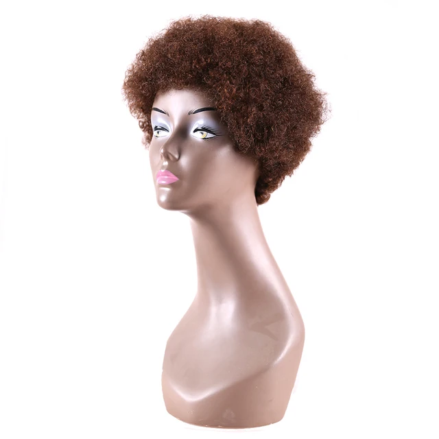 Afro Kinky Curly 8inch Short Bob Wigs For Black Women Natural Black Color Africa Style Brazilian Non-Remy Human Hair Wig
