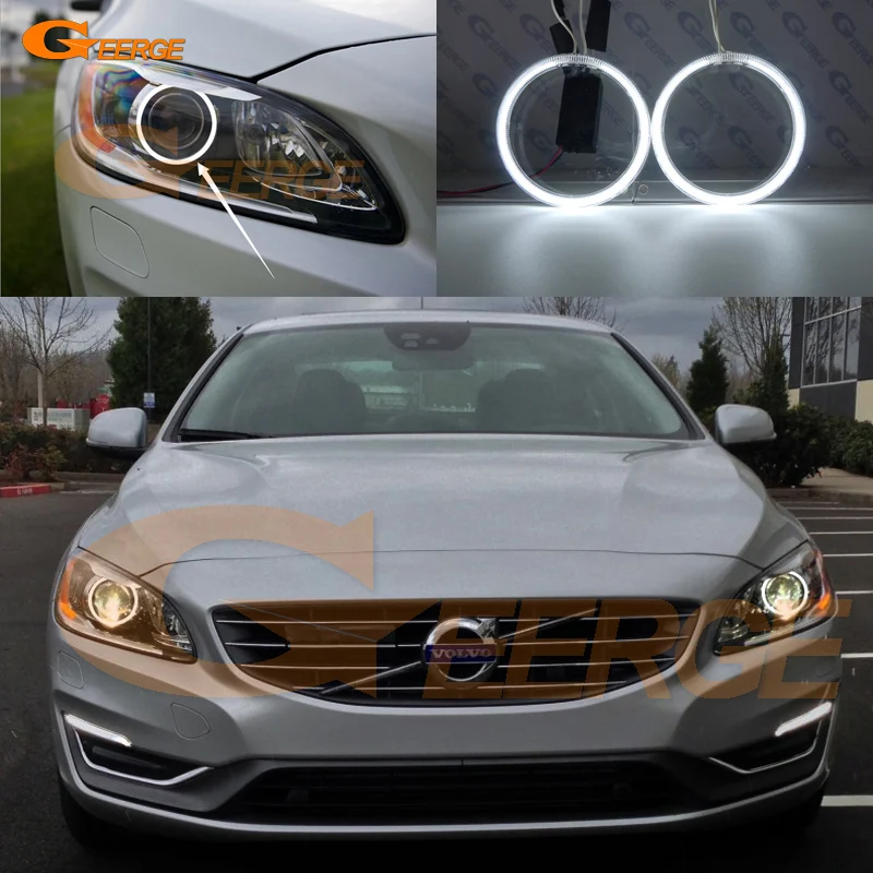 

For Volvo S60 S60L V60 2014 2015 2016 Xenon Headlight Excellent angel eyes Ultra bright illumination CCFL Angel Eyes kit
