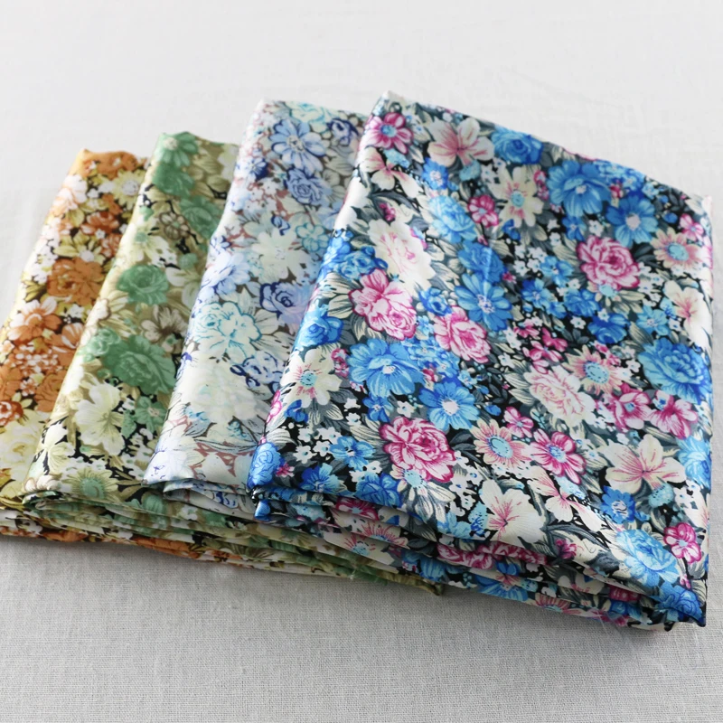 

elegant flowers print charmeuse fabric sewing diy tissue satin material for patchwork