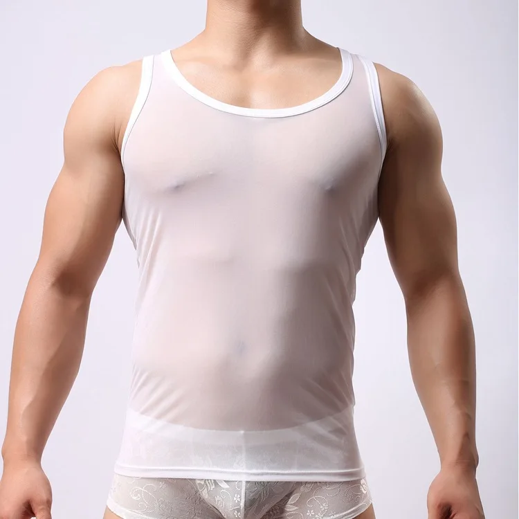 

2016 new style man sexy transparent vest vest breathable mesh vest( no have pants)